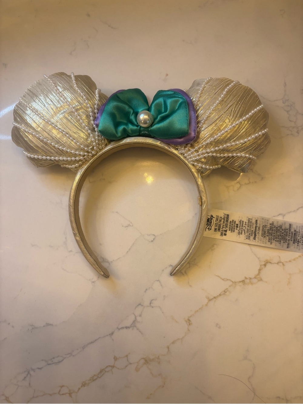 Disney seashell little mermaid Minnie Mouse Ear Headband in Silver and Teal